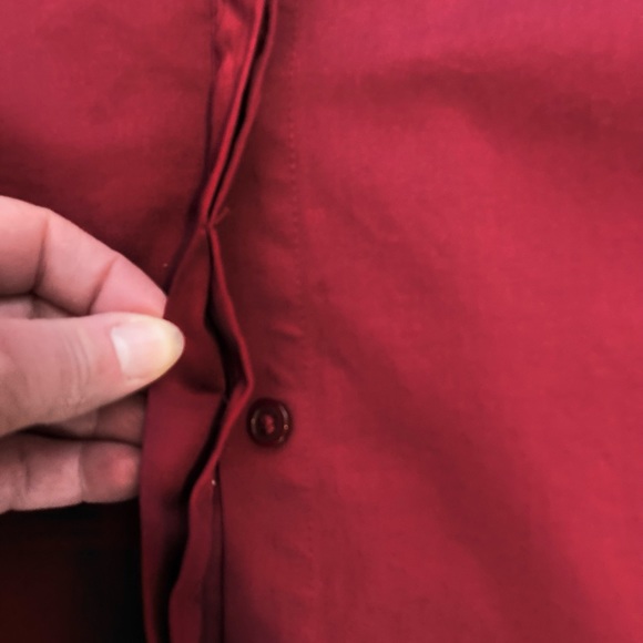 Beautiful button up shirt. Crisp burgundy red color. Worn twice. Size large. - Picture 5 of 12
